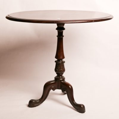 13   Lamp table - solid mahogany.  Turned and carved column and  splayed cabriole base.   Early  20th century.  