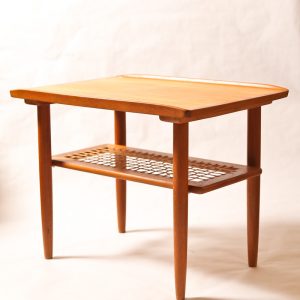 35.  Set of tables. Teakwood construction. Coffee table with three lamp tables. Mid 20th century. 