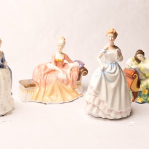 81. Four Royal Doulton figurines. For You Mother (Pretty Ladies series); Diana (Pretty Ladies series); Jennifer (figure of the year 1994); Ellie (Lady of the Year 2003).  